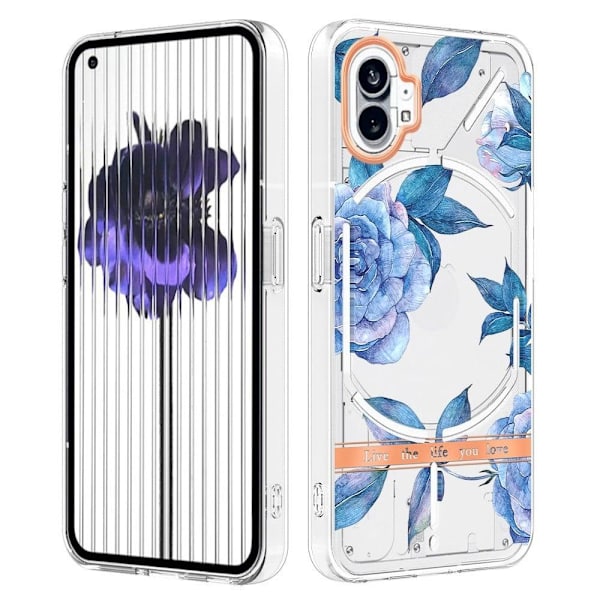 Super Slim og Holdbart Blødtcover til Nothing Phone (1) - Hc003 Blå Pæon Blue