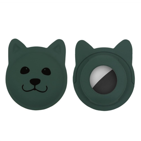 AirTags cute dog design TPU cover - Dark Green Grön