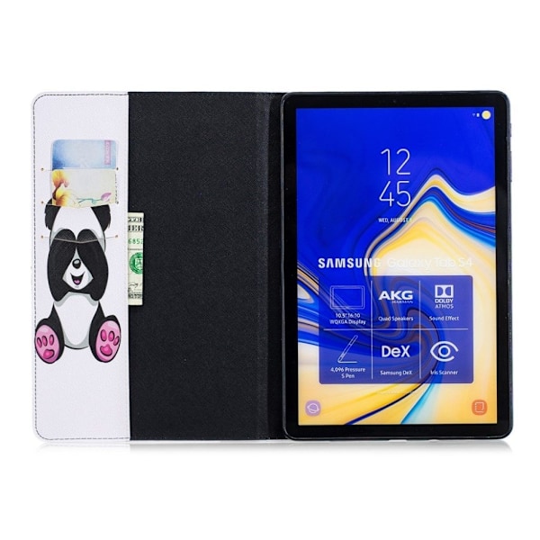 Samsung Galaxy Tab S4 beskyttelsesetui i kunstlæder med mønster - Sød panda Multicolor