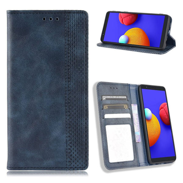 Bofink Vintage Samsung Galaxy M01 Core / A01 Core Læder Etui - Mørkeblå Blue