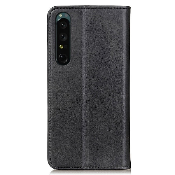 Sony Xperia 1 IV lompakkokotelo, aitoa nahkaa - Musta Black