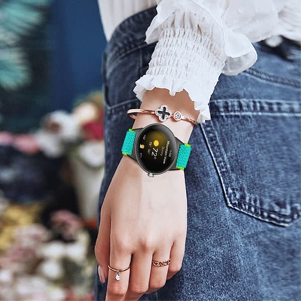 Kimmoisa kudottu kellohihna Google Pixel Watch -kelloon mustalla liittimellä - Kellanvihreä Green