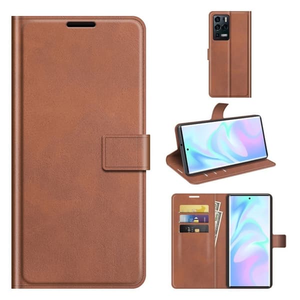 Wallet-style Lær Etui til ZTE Axon 30 Ultra 5G - Brun Brown