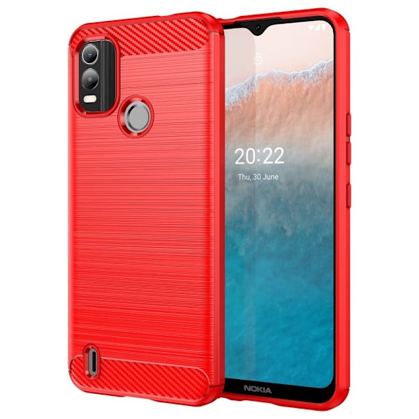 Carbon Flex Etui Nokia C21 Plus - Rød Red