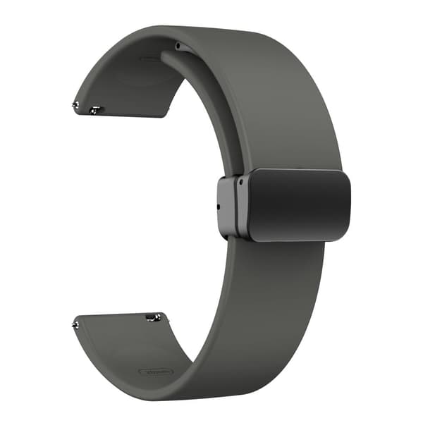 20 mm universal silikonerem med foldbart sort spænde - Rumgrå Silver grey