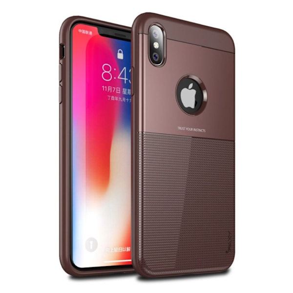 IPAKY iPhone 9 Plus mobilskal plast silikon texturerad - Kaffe Brun