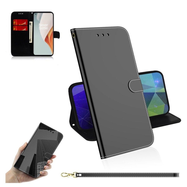 Mirror OnePlus Nord N100 flip etui - sort Black