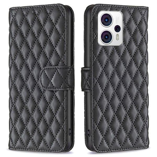Rombuskuvioinen matta läppäkotelo Motorola Moto G23 / Motorola Moto G13 / Motorola Moto G53 - Musta Black