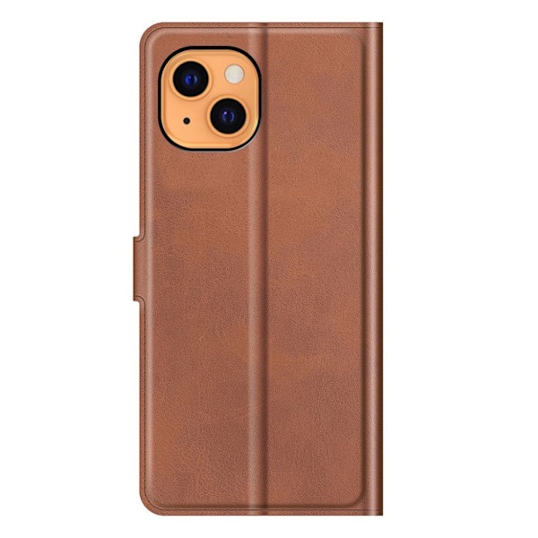 Hållbart konstläder iPhone 13 fodral med plånbok - Brun Brun