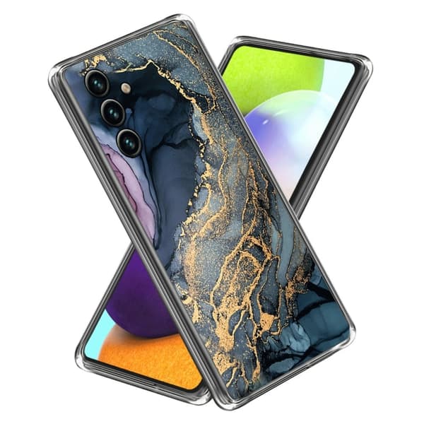 Marble Samsung Galaxy A34 5G Suojakotelo - Blue On Golden Splash Marble Multicolor