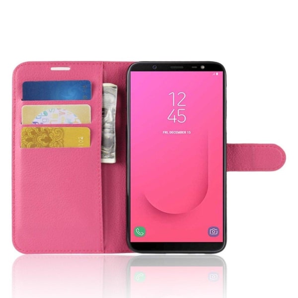 Samsung Galaxy J8 (2018) Liitsihedelmän Jyväinen PU Nahka Puhelimen Lompakko Suoja Kotelo - Ruusu Pink