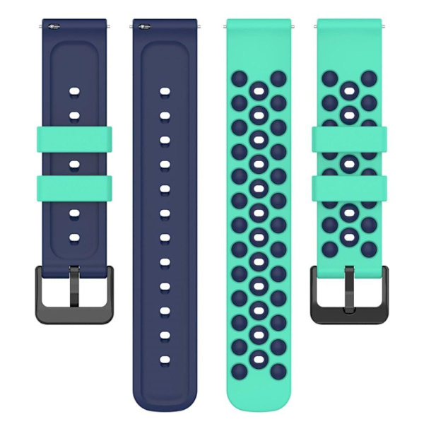 20 mm tofarvet silikoneurrem til Garmin-ur - Teal Midnatsblå Blue