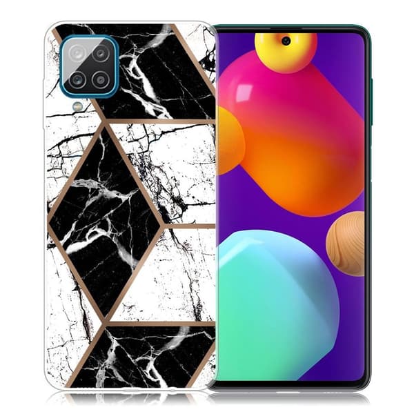 Marble Samsung Galaxy M62 / F62 Etui - Black og Hvit Diamant Black