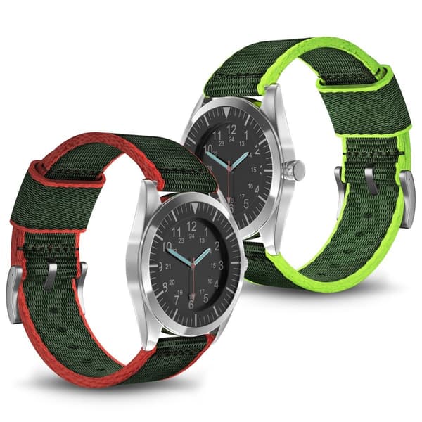 18mm Bofink® Luxury Nylon kellonhihna - Vihreä / Lime Green