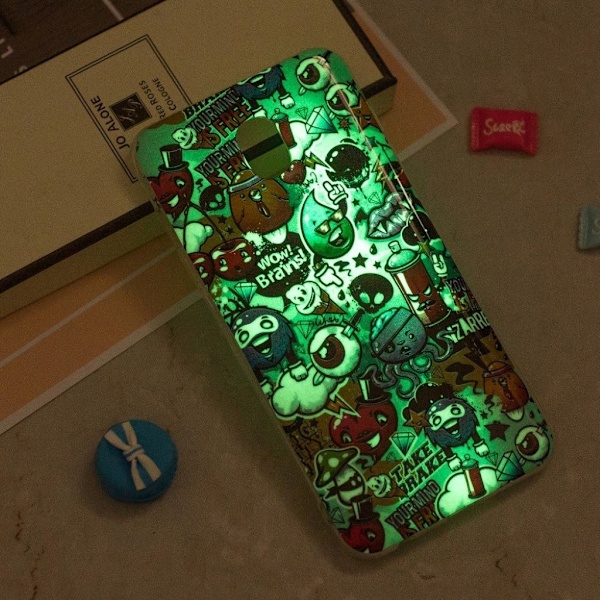 Samsung Galaxy J3 (2018) luminøs mønstret etui - Hjerner Multicolor