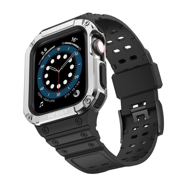 Apple Watch (41mm) ainutlaatuinen TPU-kellohihna - Musta / Hopea Silver grey