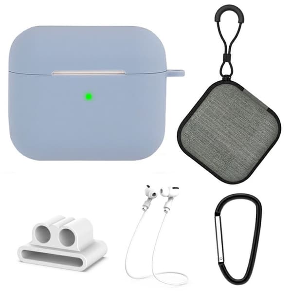 5 stk AirPods 3 silikonetui med tilbehør - Babyblå Blue