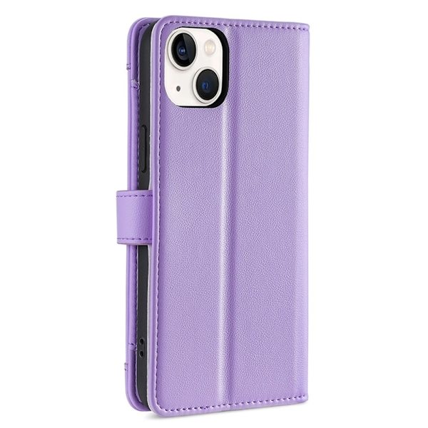 iPhone 15 Plus plånboksfodral i veganskt läder - Lila Lila
