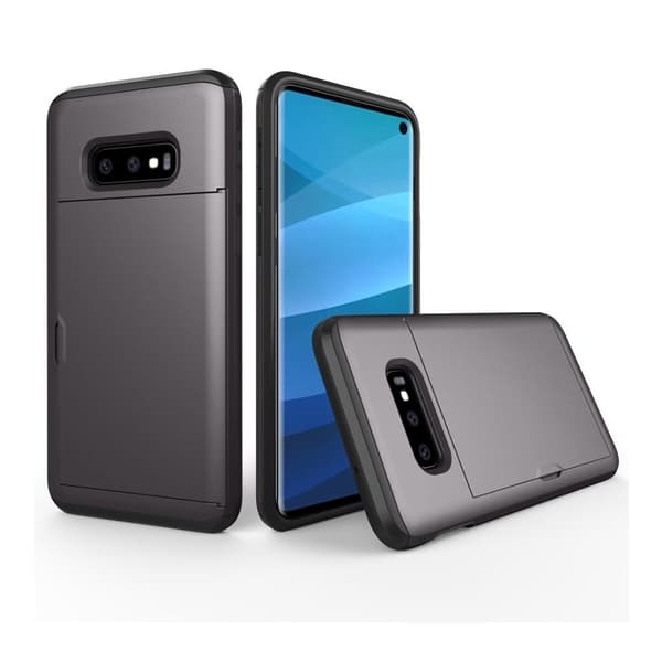 Samsung Galaxy S10e kortholder hybrid etui - Grå Silver grey