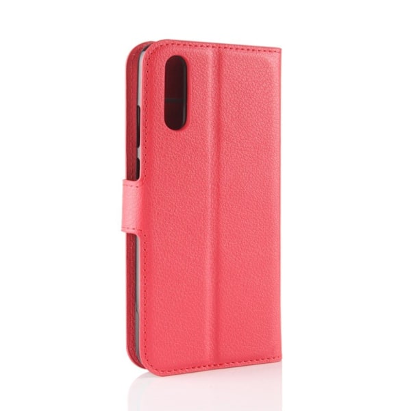 Huawei P20 litchi tekstur PU læder flip etui - Rød Red