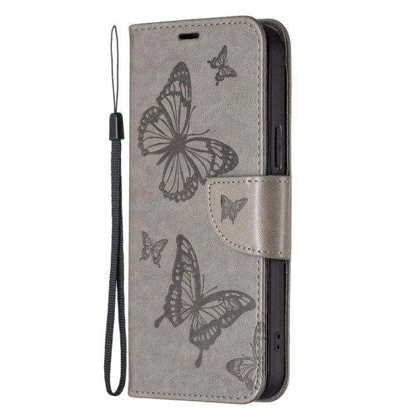 Butterfly läder Nokia G22 fodral - Silver/Grå Silvergrå