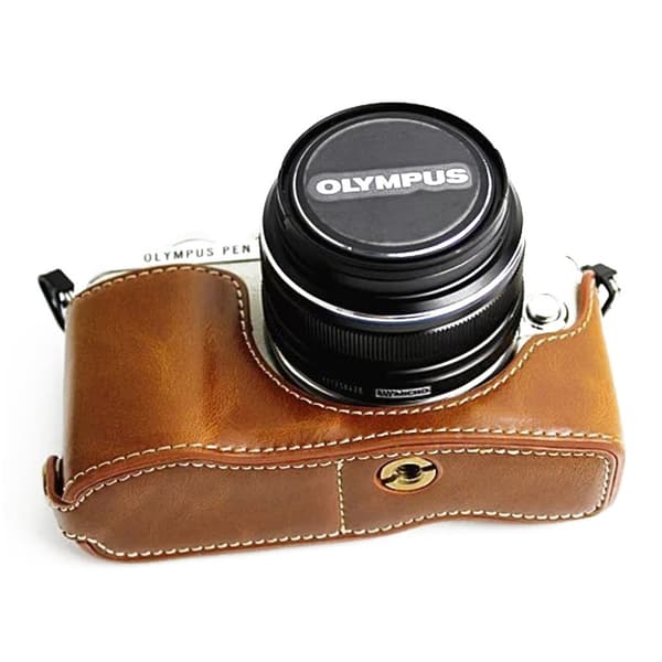 Olympus E-PL7 - E-PL8 - E-PL9 kameraskydd för underdelen syntetläder - Brun Brun