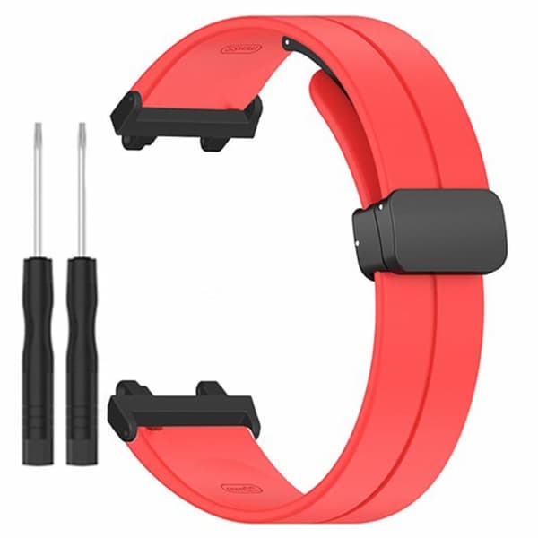 Huami Amazfit Active Edge A2212 Urrem Silikone Håndledsrem med Magnetisk Foldespænde - Rød Red
