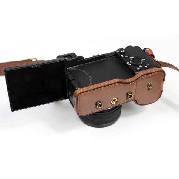 Sony A7c leather case + strap - Coffee Brun