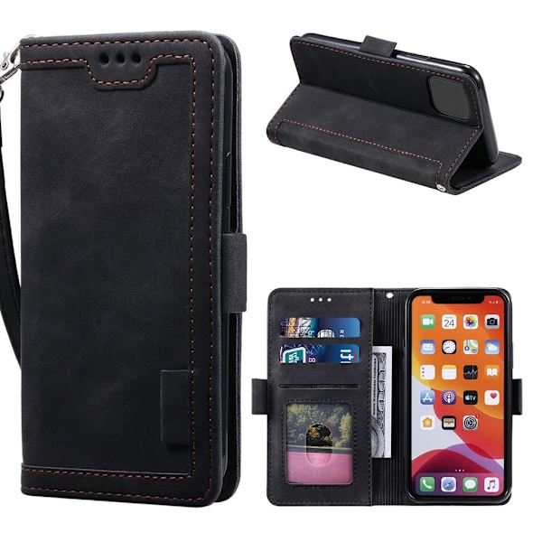 Surburbian iPhone 12 Pro Max læder flip etui - Sort Black
