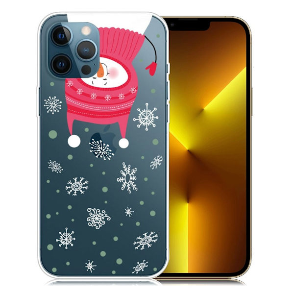 Juleveske til iPhone 13 Pro Max - Snømann Og Snøfnugg Multicolor