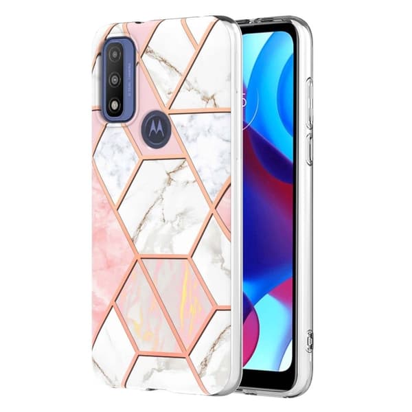 Marble Motorola G Pure Etui - Lyserød / Hvid Pink