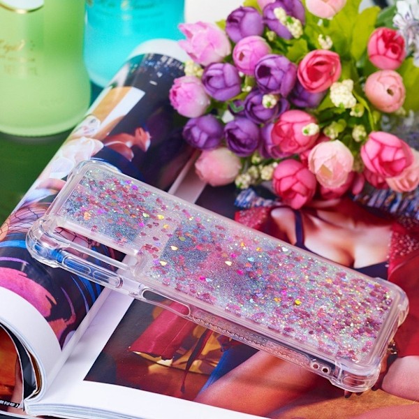 Samsung Galaxy A7 (2018) glitter pulver stødsikkert etui - Rødguld Pink