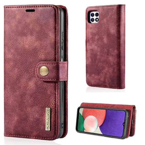 DG.MING Samsung Galaxy A22 5G 2-i-1 etui med pung - Rød Red