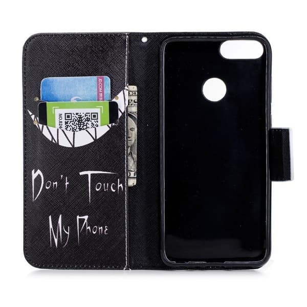 Huawei P Smart Mønstret Lær Flip Etui - Angry Face Multicolor
