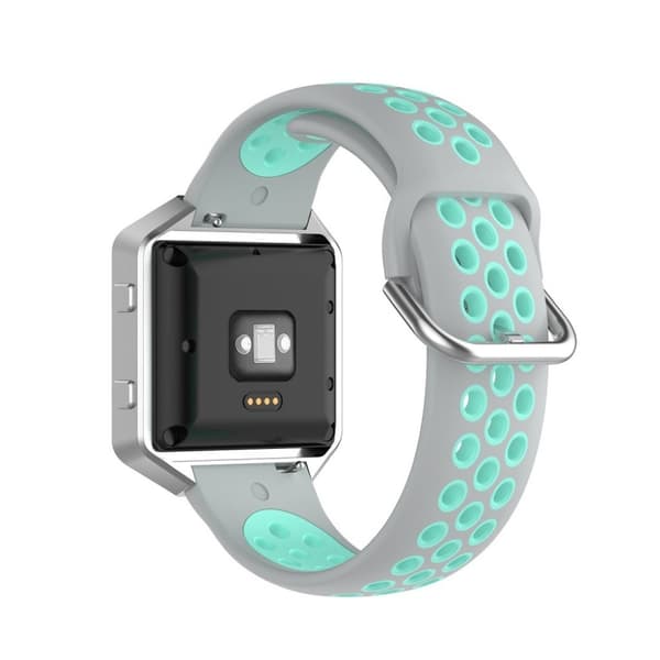 Fitbit Blaze / Versa / Versa Lite / Versa 2 tvåfärgad silikon klockarmband - grå / cyan Silvergrå