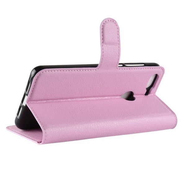 ZTE Blade V9 litchi skin læder flip case - Lyserød Pink