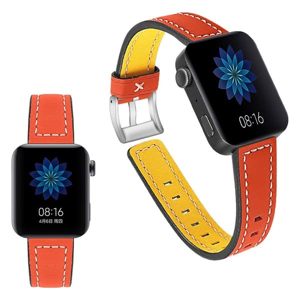 Xiaomi Mi Watch klockarmband i äkta läder - Orange Orange