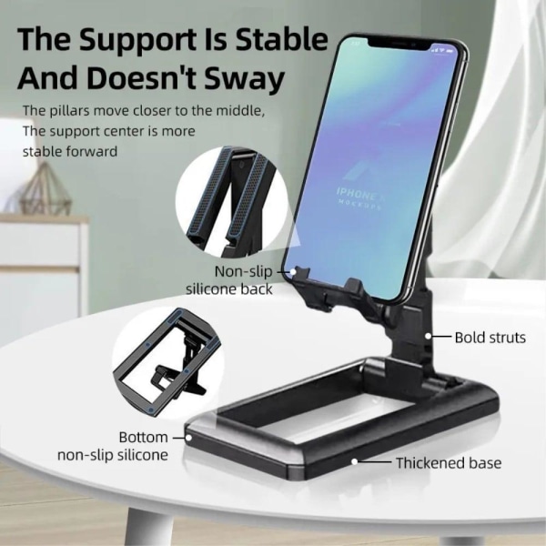 Universal biaxial foldable phone and tablet holder - Green Grön