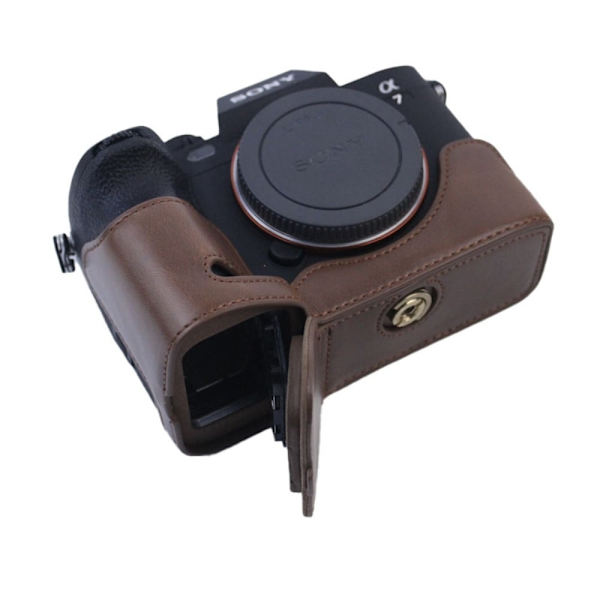 Sony A7S III halvkroppsfodral i PU-läder - Kaffe Brun
