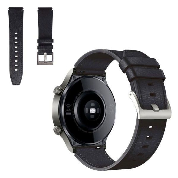 Huawei Watch GT 2 Pro / GT 2 46mm læderarmbånd - Sort Black