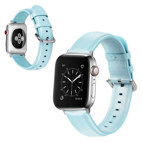 Apple Watch Series 5 44mm genuine leather watch band - Baby Blue Blue