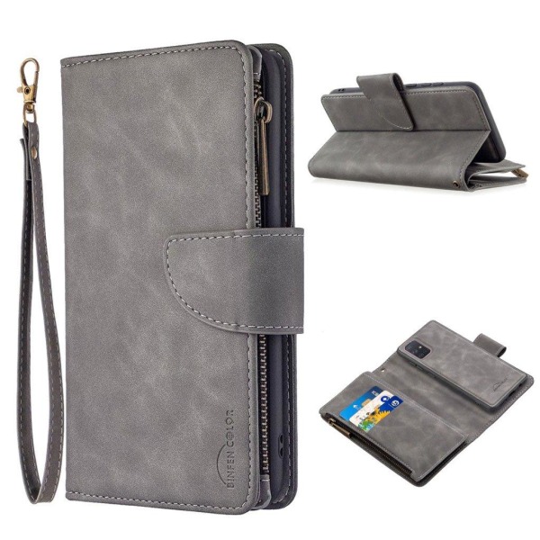 Premium Wallet Samsung Galaxy A71 kotelot - Harmaa Silver grey