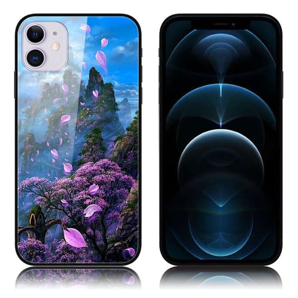 Fantasy iPhone 12 / 12 Pro Deksel - Blomst og Fjell Multicolor