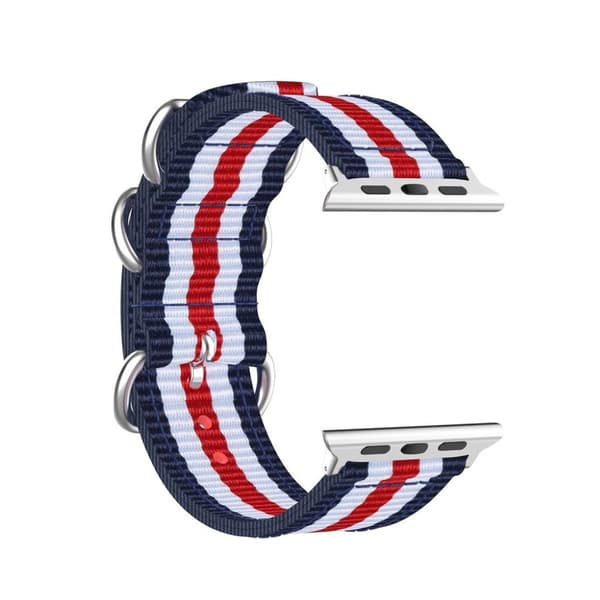 Apple Watch Series 5 40 mm nylonarmbånd med stripemønster - Rød / Hvit / Blå Multicolor