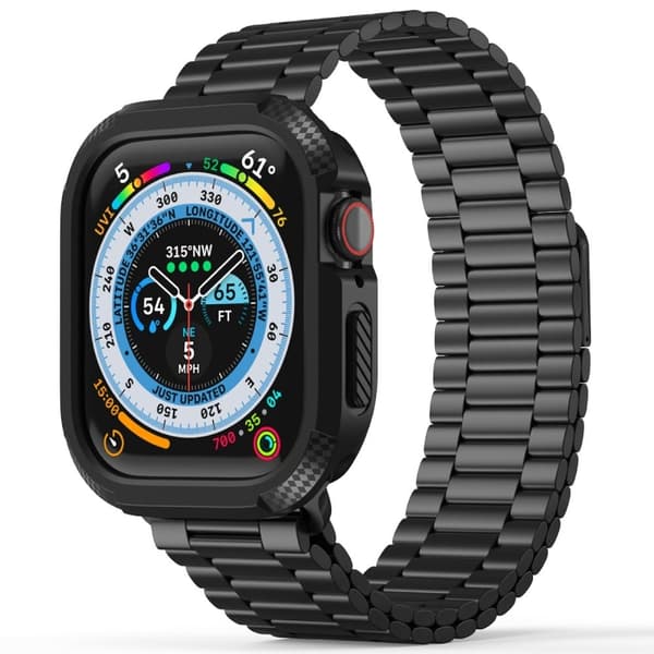 Apple Watch Series 10 46mm Skyddsfodral Robust Flexibelt Klockfodral - Svart Svart