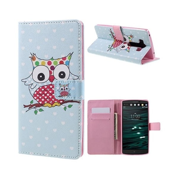 Ancher etui til LG V10 - Ugle og hjerter Multicolor