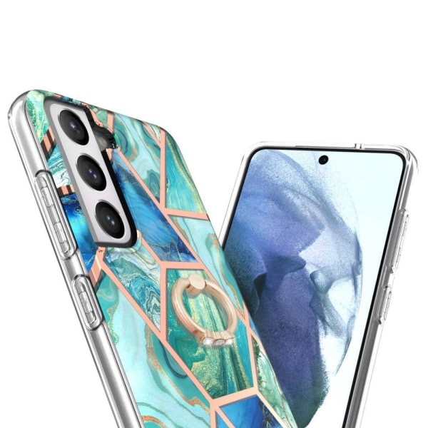 Marble Patterned Suojakuori With Ring Holder For Samsung Galaxy Blue