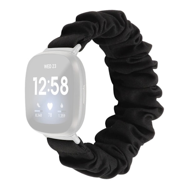 Fitbit Sense 2 / Versa 4 klockarmband med elastiskt tygmönster - Svart Svart