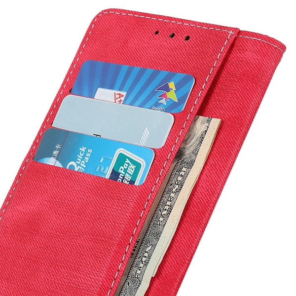Sony Xperia 10 Plus denim læderetui - Rød Red