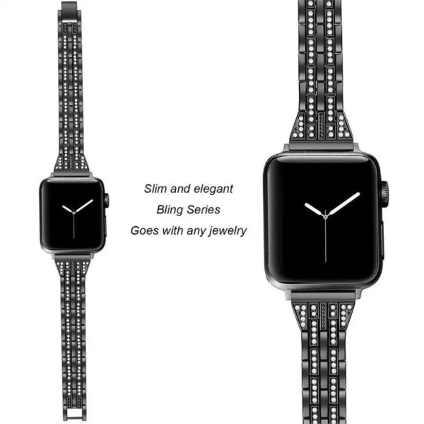 Urrem med rhinestone-dekor til Apple Watch Series 8 (41mm) - Sor Black